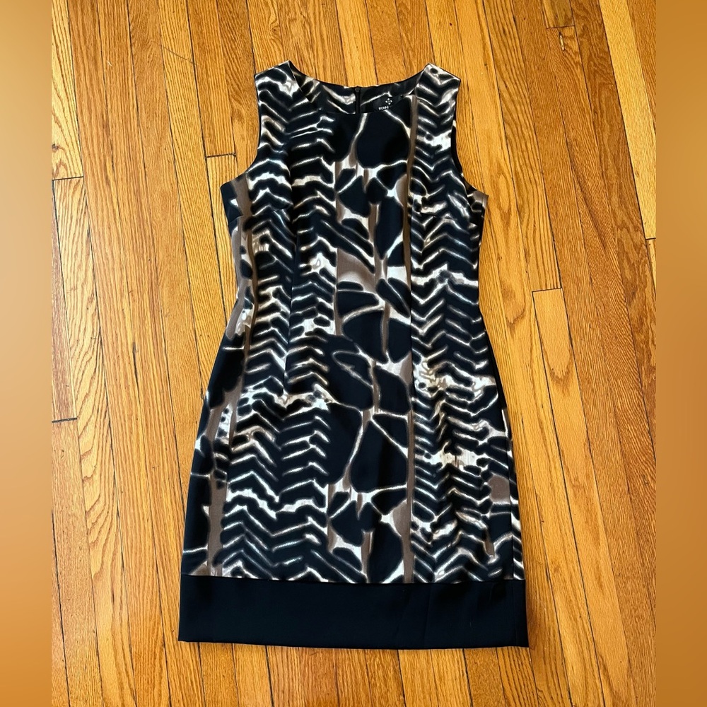 Elegant Black and Brown Patterned Dress
